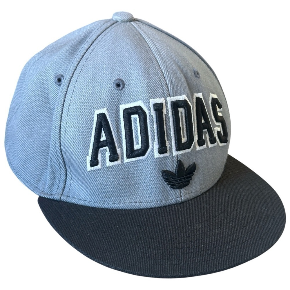 2012 Adidas Trefoil Wool Blend Snapback Cap 3D Embroidered Retro Hat Grey/Black